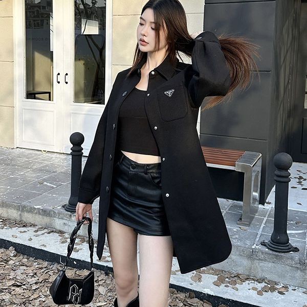 Extremely eye-catching! Prada long coat cashmere replica puk97003