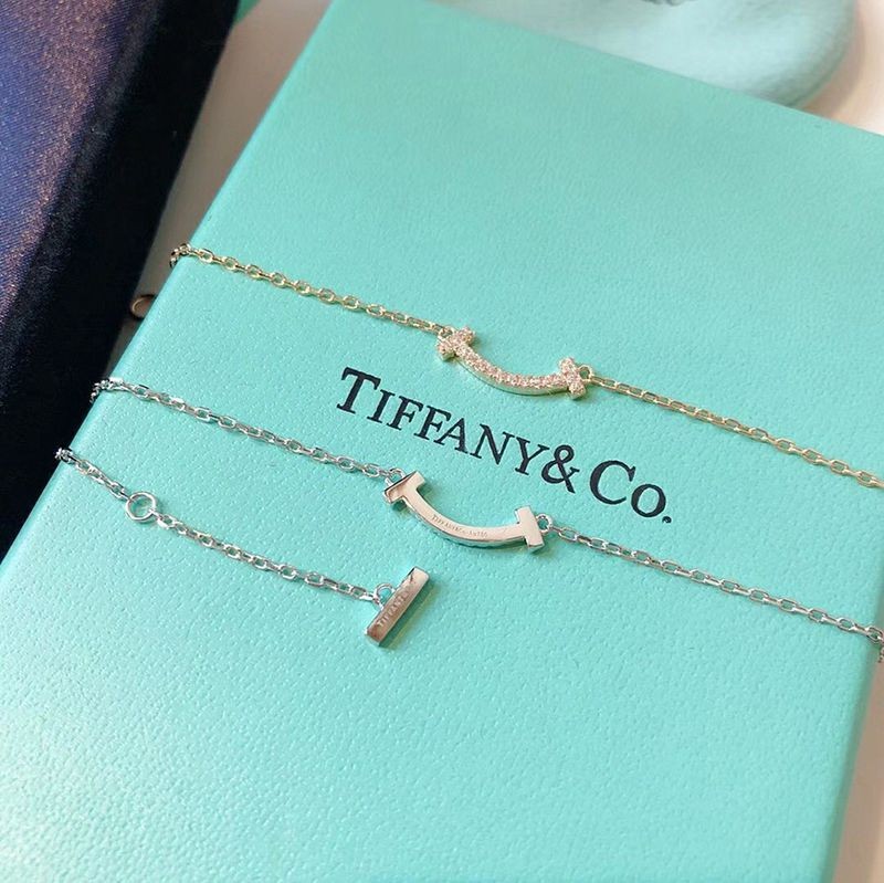 Not available in Japan Tiffany fake T Smile Mini Bracelet 18K Tin98605