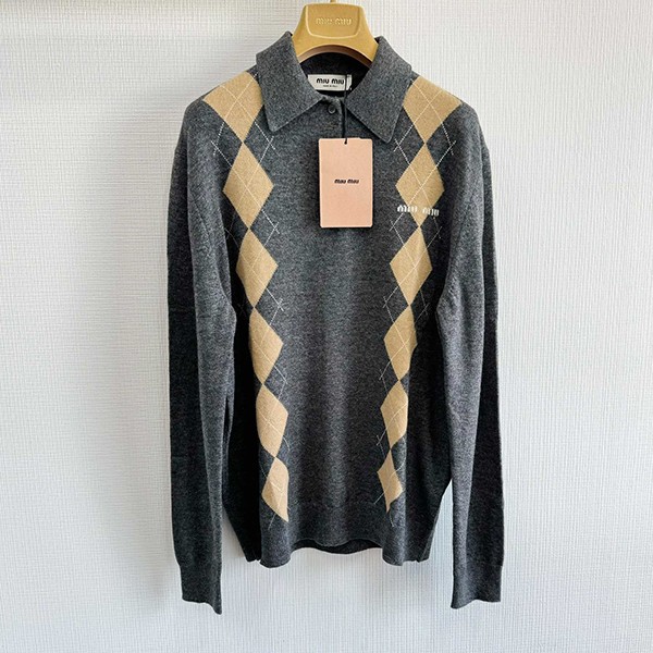 Latest and stylish Miu Miu replica cashmere knit polo shirt myh48874