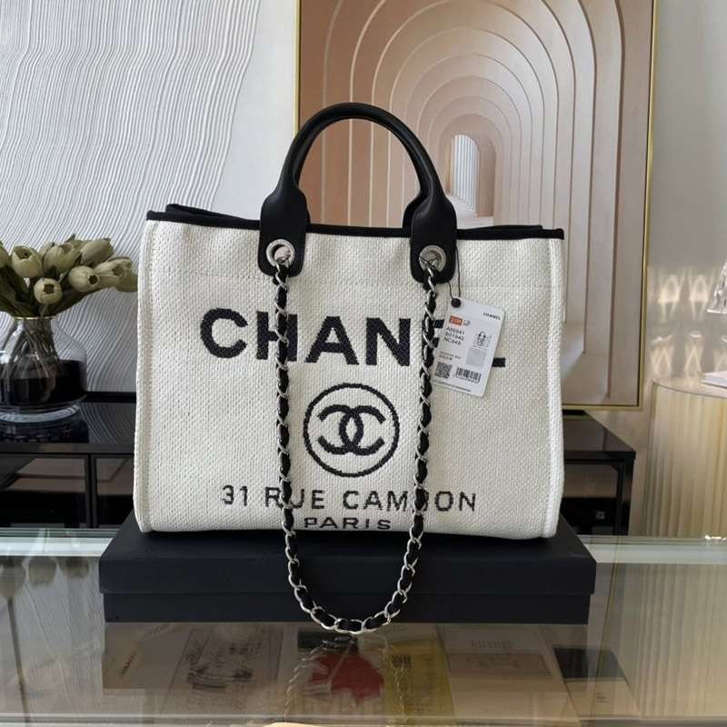 Chanel Tote Bag Replica Deauville Line Logo Canvas 2way Bag shw75559