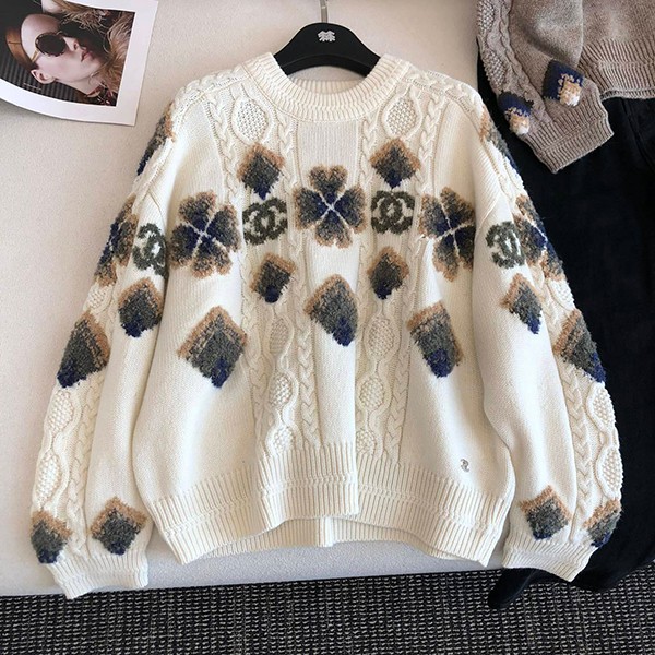 Ready to ship Chanel pullover wool silk multicolor parody sht90326