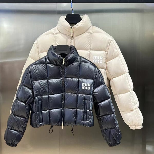 Hard to find Miu Miu replica logo print cropped down jacket in 2 colors ML957S23213FTF0002