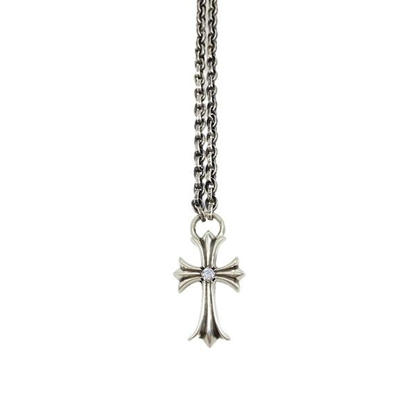 CHROME HEARTS COPY CH◆Silver CH Cross Necklace◆Diamond Kuz96129