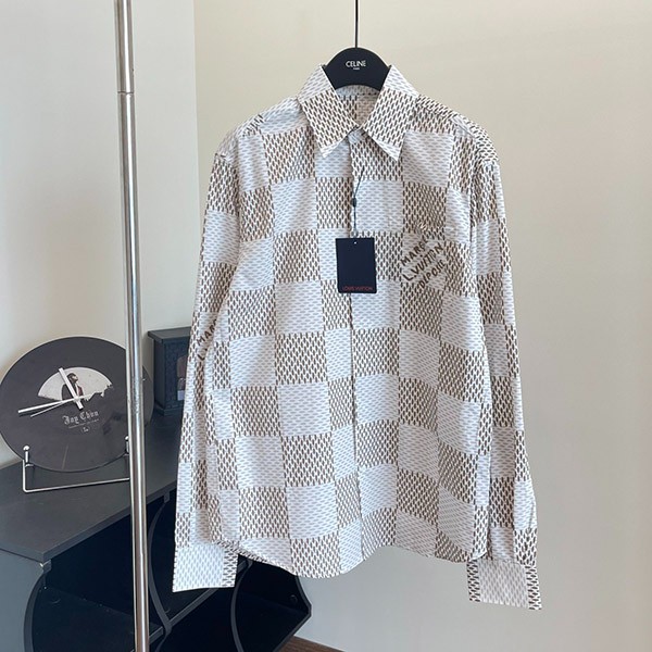 Hard to find Louis Vuitton Damier shirt replica long sleeve logo cotton 1AFJD9 Hard to find Louis Vuitton Damier shirt replica long sleeve logo cotton 1AFJD9