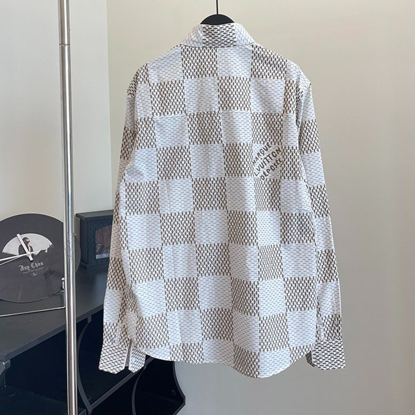 Hard to find Louis Vuitton Damier shirt replica long sleeve logo cotton 1AFJD9