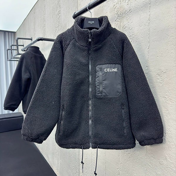 Popular style: Celine fleece jacket in black 38AW