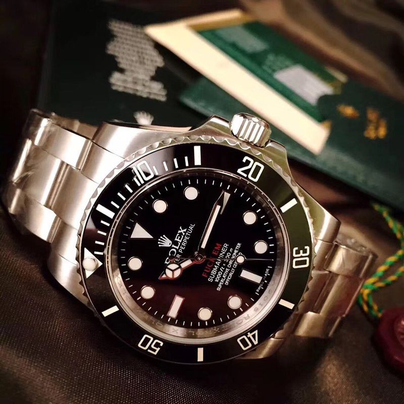 Supreme Rolex Replica Collaboration Watch Submariner "FUCK EM" Crimson Dial 114060 Supreme Rolex Replica Collaboration Watch Submariner "FUCK EM" Crimson Dial 114060
