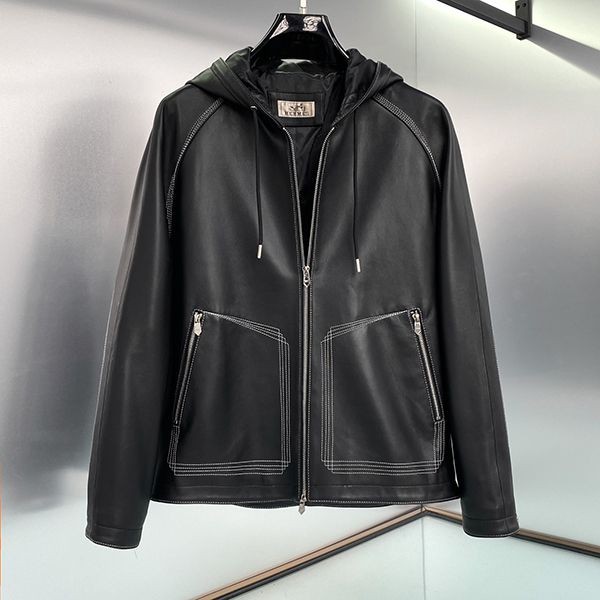 Hard to find! Hermes hooded jacket in replica lamb leather erd01062