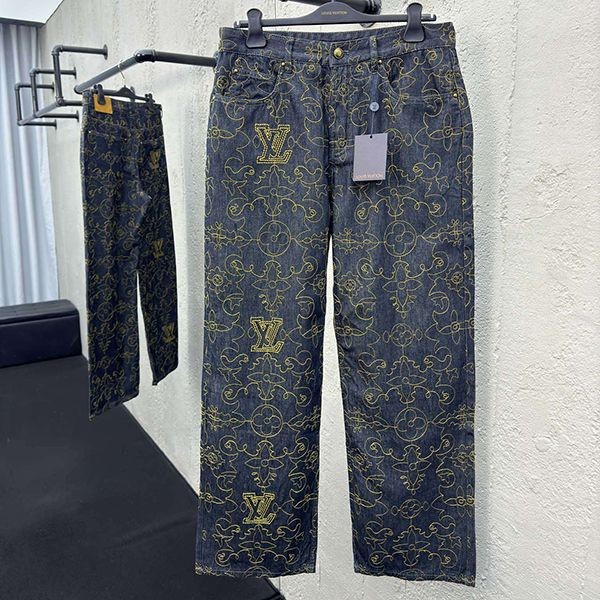 Extremely rare! Louis Vuitton embroidered denim pants replica vul76349 Extremely rare! Louis Vuitton embroidered denim pants replica vul76349