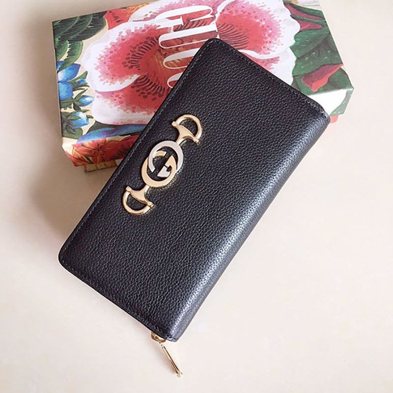 [Gucci Zumi] Leather Zip Around Wallet Copy 5706611B90X1000