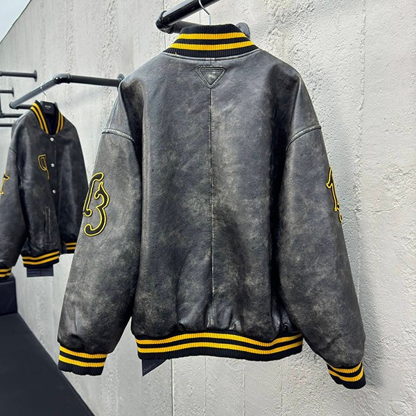 Recommended Prada patched leather bomber jacket replica pua66778
