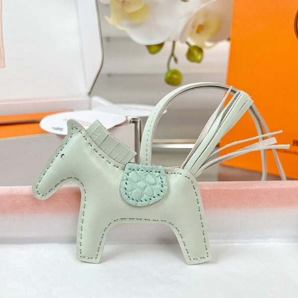 Hermes Rodeo Bag Charm Replica Crocodile Leather Saddle erk24317