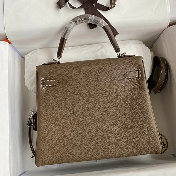 Free shipping Hermes fake Kelly 25cm inner stitching touch silver hardware erz48768