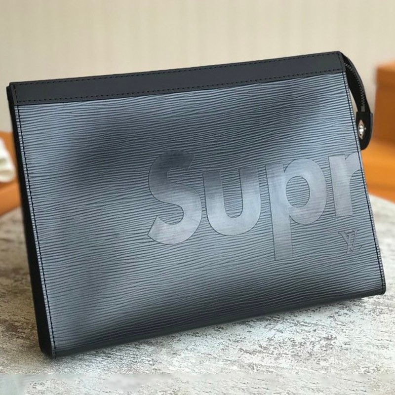 Sold out! Supreme x Louis Vuitton replica z Pochette Jour GM clutch bag BLACK M66889