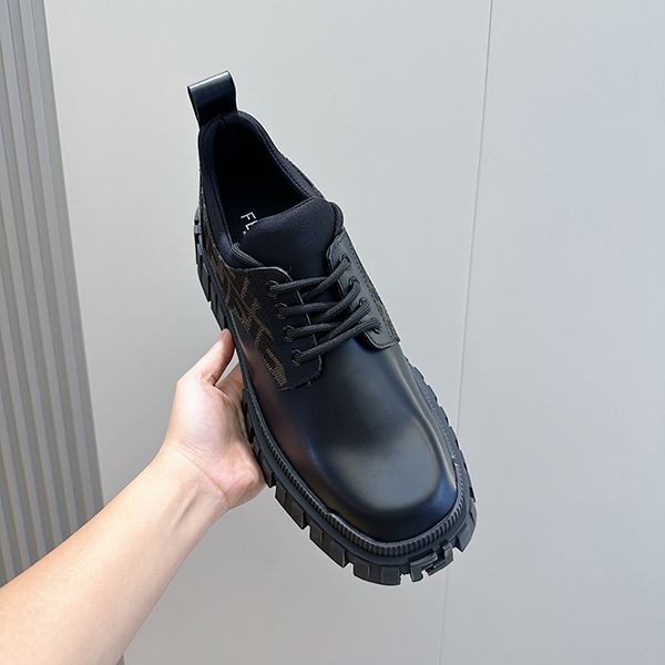 Attention ★ Fendi lightweight lace-up sneakers copy thick sole leather black logo Force fef58698