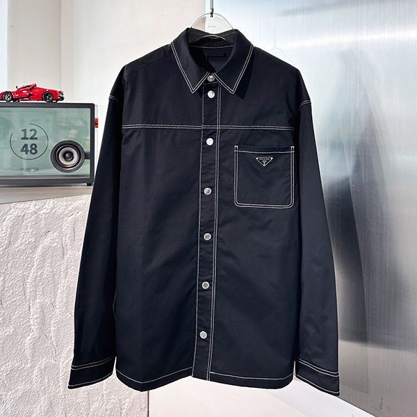 Most popular PRADA cotton shirt with logo fake pua49999 Most popular PRADA cotton shirt with logo fake pua49999