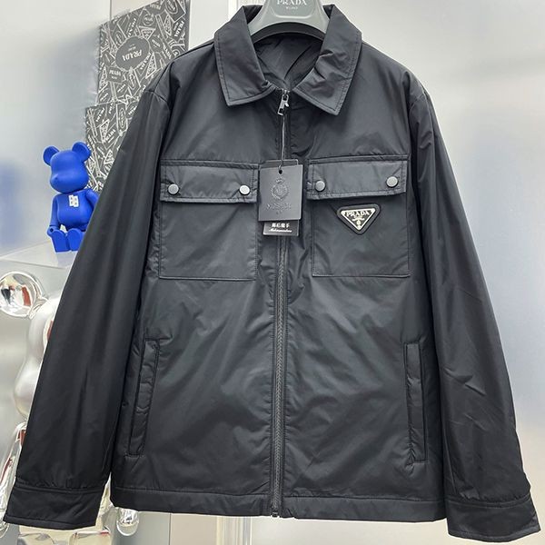 Competition: Prada Re-Nylon front button long sleeve shirt with logo SC796M