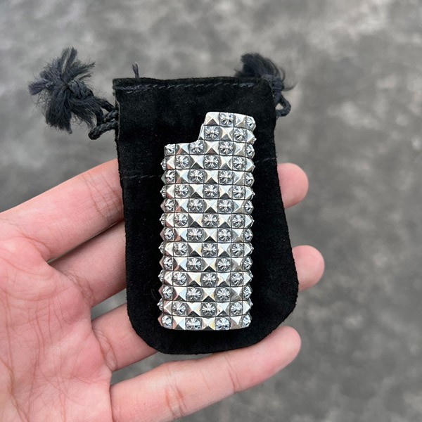 [Stamped 925 Silver] Chrome Hearts Replica Big Short Lighter Case Floral Tiny Kub05808