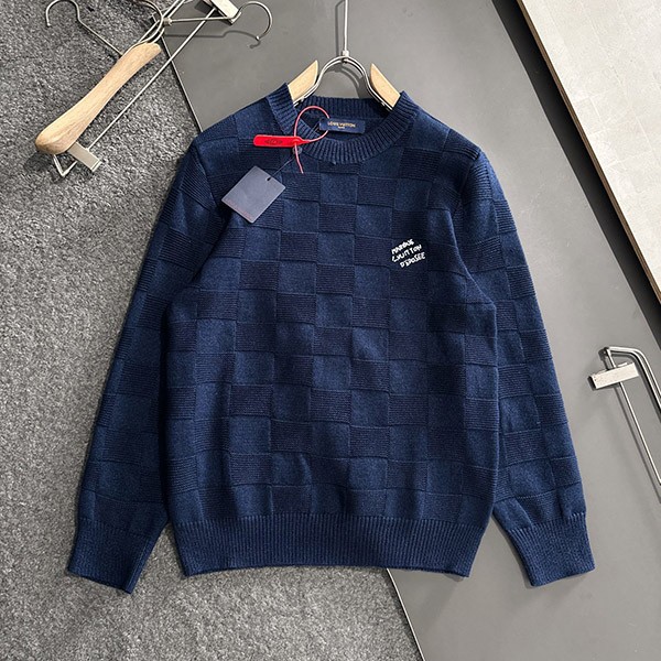 Louis Vuitton Knit Sweater Replica Damier Logo Long Sleeve vun06735