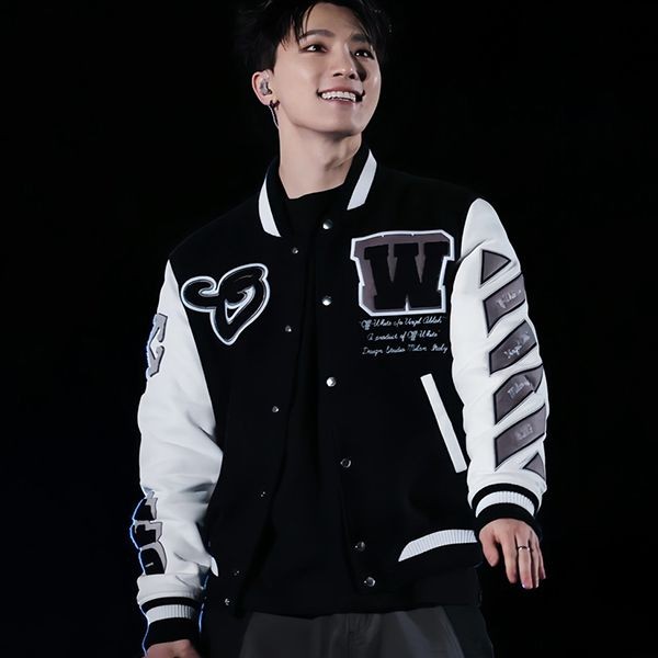 ★Off-White★Leather Varsity Jacket Fake (White) ofx15736