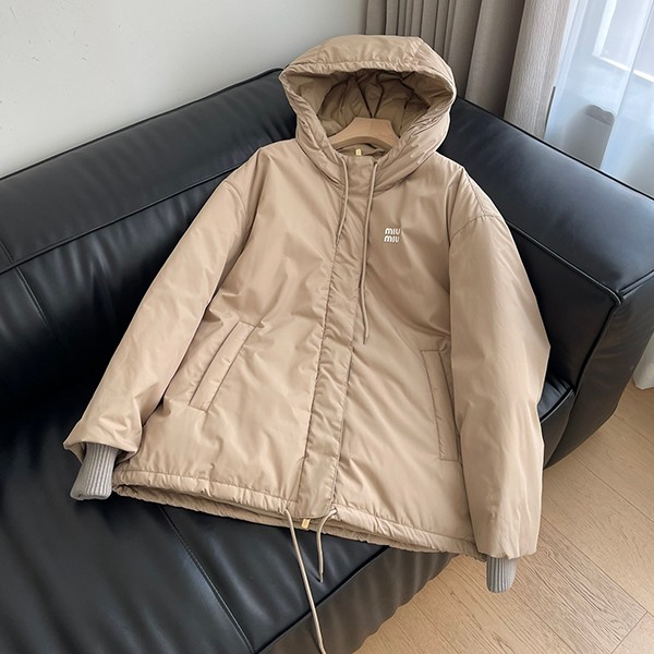 Popularity rising Miu Miu copy hooded canvas tech down jacket myx28948