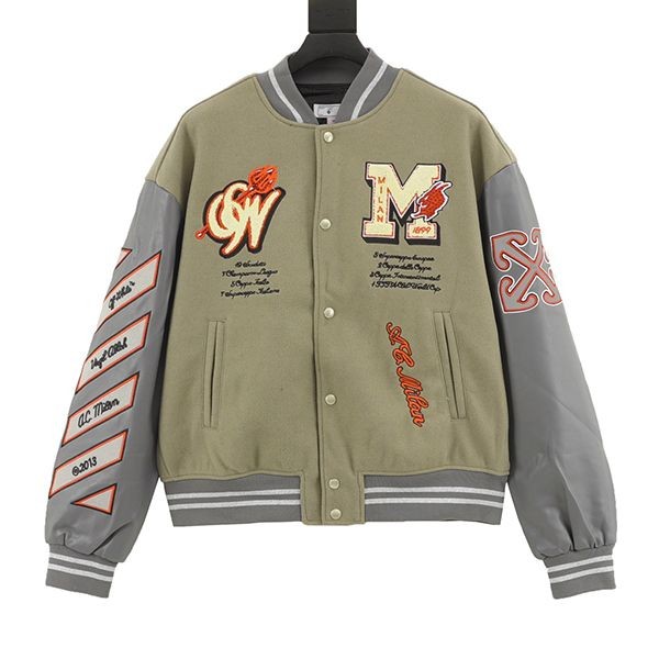 ☆Super popular☆Off-white fake men's grey x Ac Milan bomber jacket oft02219 ☆Super popular☆Off-white fake men's grey x Ac Milan bomber jacket oft02219