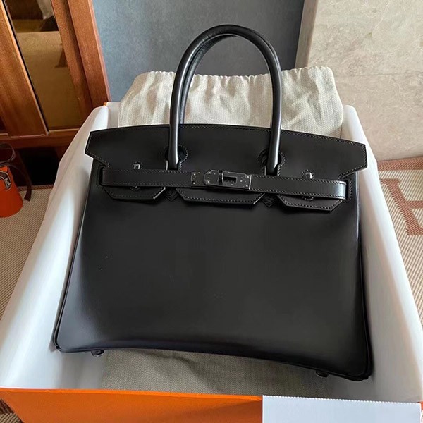 Extremely rare! Hermes So Black Birkin 30 replica, grade N, black box calf, black hardware, erl77595 Extremely rare! Hermes So Black Birkin 30 replica, grade N, black box calf, black hardware, erl77595