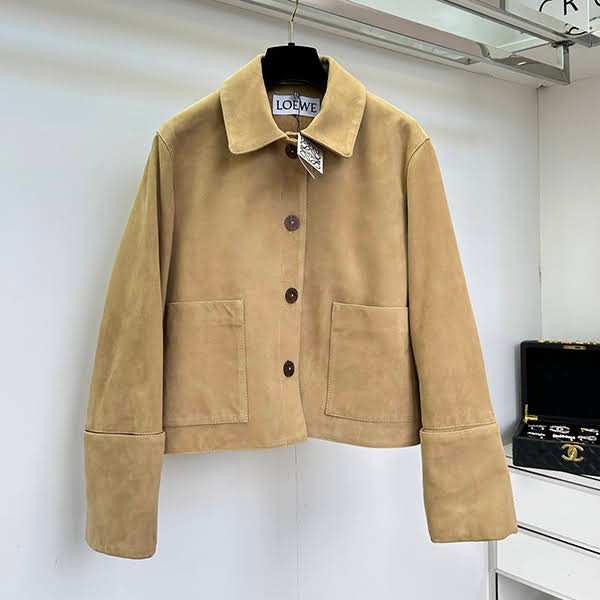 Best price challenge Loewe suede jacket with lapels fake lon17742