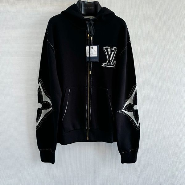 [Louis Vuitton] Graphic Intarsia Zip Cotton Hoodie Replica 1AFXKU