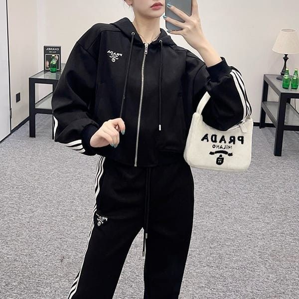 Attention ★ Prada fake hooded denim blouson jacket top and bottom set pub50710