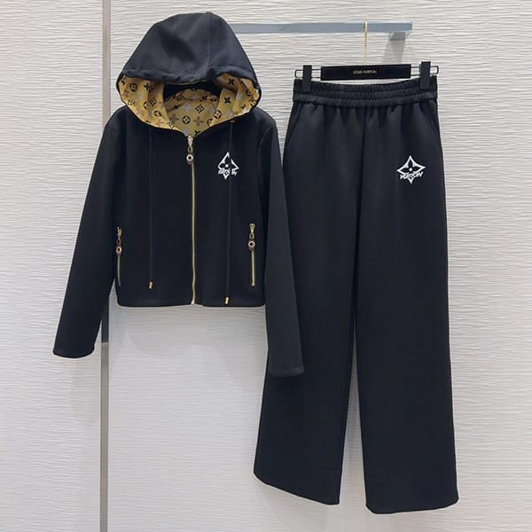 New design Louis Vuitton gradient hoodie replica jacket top and bottom set vuc27550