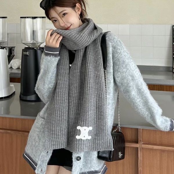 Celine Triomphe scarf fake ribbed cashmere 2AD96595T