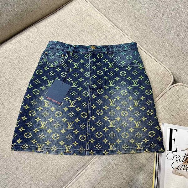 Louis Vuitton Monogram Denim Mini Wrap Skirt vux45846 Louis Vuitton Monogram Denim Mini Wrap Skirt vux45846