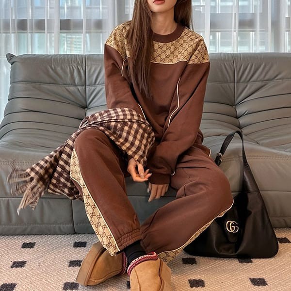 Immediate delivery Gucci cotton jersey sweatshirt top and bottom set gup45574