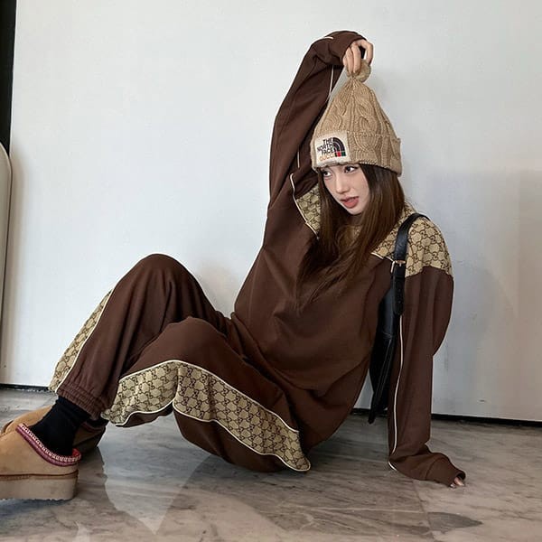 Immediate delivery Gucci cotton jersey sweatshirt top and bottom set gup45574