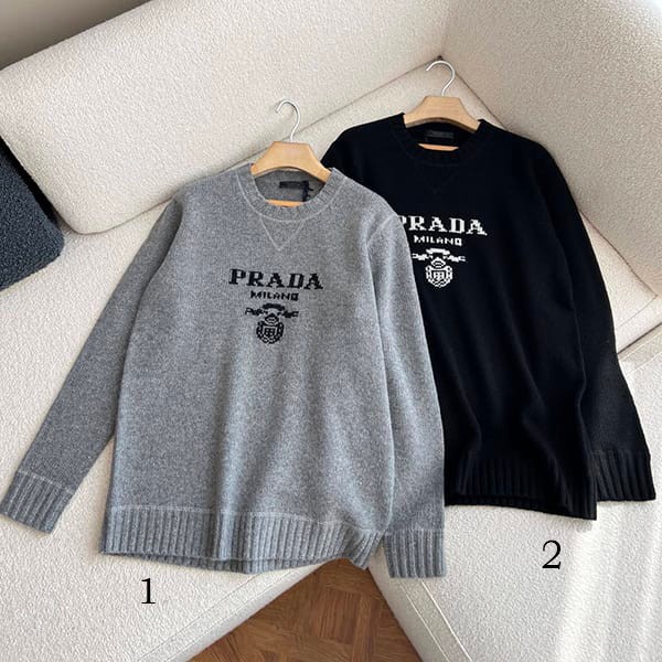 [Great Deal] Prada Replica Wool x Cashmere Crew Neck Sweater 2 Colors puz63549