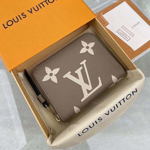 No customs duties, trendy mini wallet, fake Louis Vuitton, zippy wallet, beige, Monogram Empreinte M69797