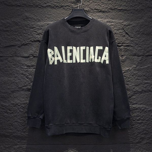 New Balenciaga Tape Type Replica Logo Cotton Long Sleeve Sweatshirt baw50435 New Balenciaga Tape Type Replica Logo Cotton Long Sleeve Sweatshirt baw50435