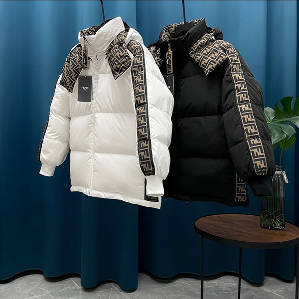 Immediate delivery Fendi FF logo reversible down jacket copy 2 colors feh64854