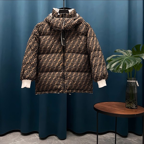 Immediate delivery Fendi FF logo reversible down jacket copy 2 colors feh64854