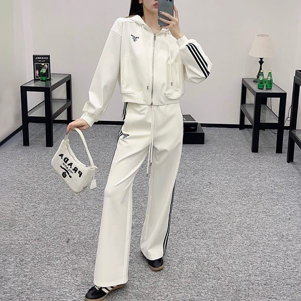 [Great Deal] Prada Replica Hooded Denim Blouson Jacket Top and Bottom Set pub57176