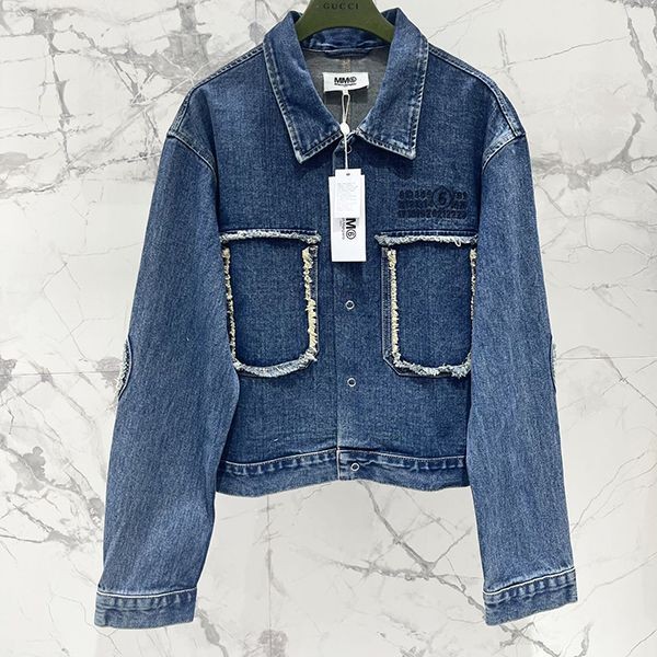 The hottest topic! MM6 distressed denim jacket replica blue Mao99832 The hottest topic! MM6 distressed denim jacket replica blue Mao99832