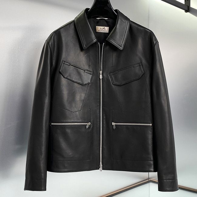 Rare Hermes Straight Cut Replica Leather Jacket ery35483 Rare Hermes Straight Cut Replica Leather Jacket ery35483