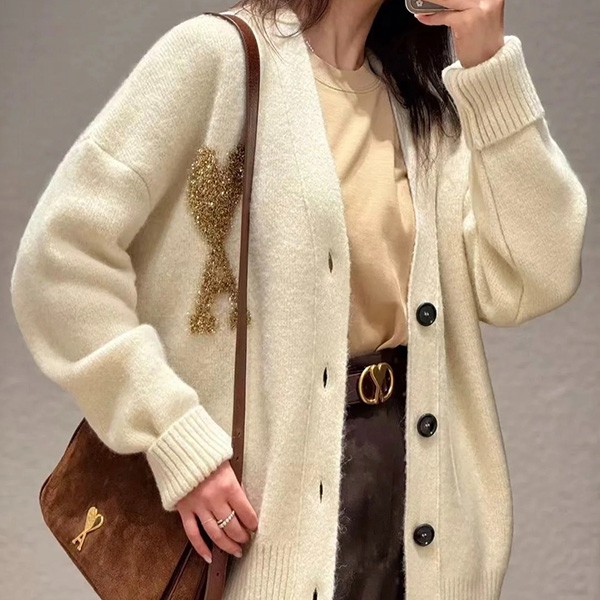 ★Ami Paris★Big Heart Logo Wool Knit Cardigan Fake★ amj42877 ★Ami Paris★Big Heart Logo Wool Knit Cardigan Fake★ amj42877