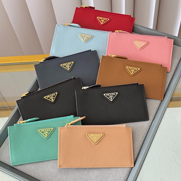 Prada Saffiano Triangle Card Case Replica 9 Colors 1MC086