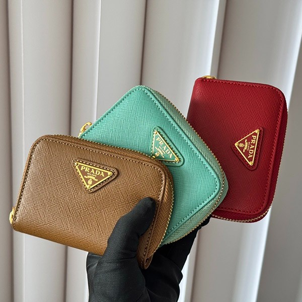 Replica Prada Saffiano Triangle Coin Case 3 Colors pua44458