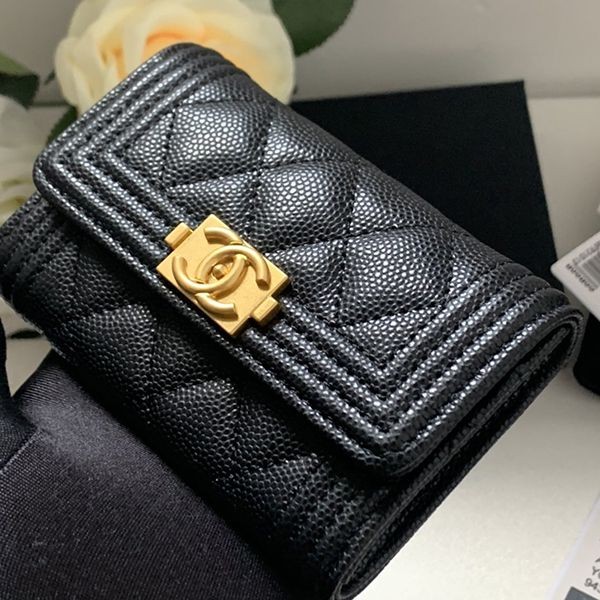 n-grade recommended chanel caviar skin card case fake wallet shd06785