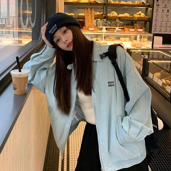 ★Popular in Japan! Miu Miu Replica Chambray Blouson Denim Zip Bomber Jacket myo54347 ★Popular in Japan! Miu Miu Replica Chambray Blouson Denim Zip Bomber Jacket myo54347