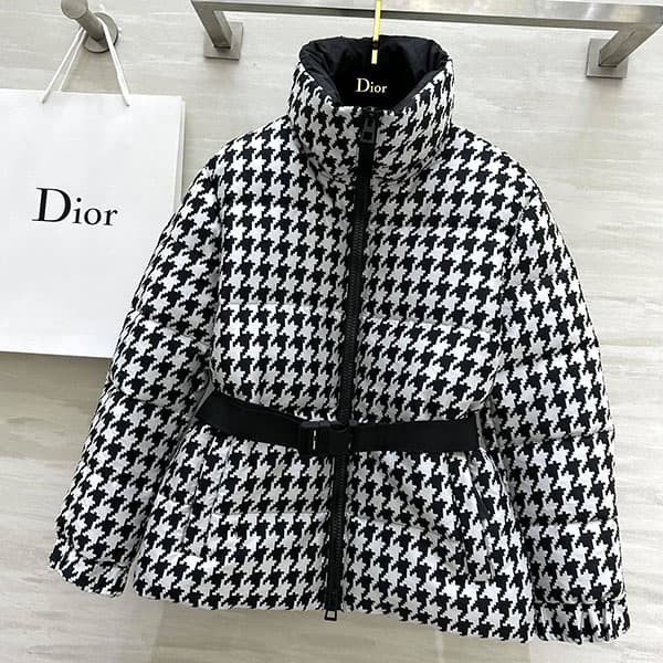 Dior Houndstooth Belted Down Jacket Replica dej58396
