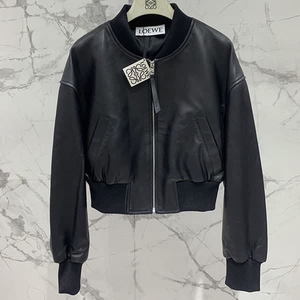 I definitely want this! Loewe black leather jacket lot43491